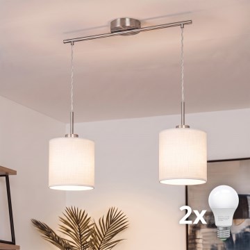 Brilagi - Lámpara colgante LED con cable NUBILA 2xE27/60W/230V blanca