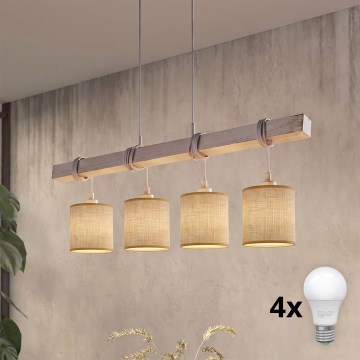 BRILAGI - Lámpara colgante LED con cable NUBILA 4xE27/60W/230V gris/marrón claro