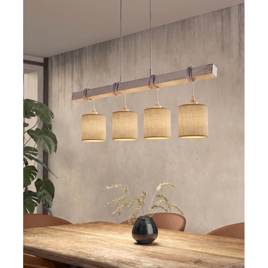 BRILAGI - Lámpara colgante LED con cable NUBILA 4xE27/60W/230V gris/marrón claro