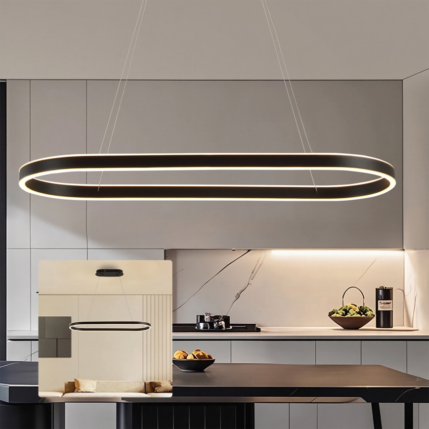 Brilagi - Lámpara colgante LED con cable PONDIE LED/43W/230V 80x30 cm negra
