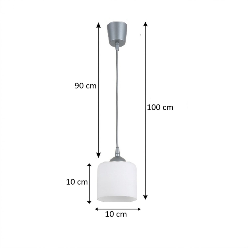BRILAGI - Lámpara colgante LED con cable RETRO GLASS 1xE27/60W/230V Ø 10 cm plateado/blanco