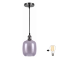 BRILAGI - Lámpara colgante LED con cable RETRO GLASS 1xE27/60W/230V Ø 14 cm negro/gris ahumado