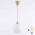 BRILAGI - Lámpara colgante LED con cable RETRO GLASS 1xE27/60W/230V Ø 15 cm beige/blanco