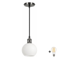 BRILAGI - Lámpara colgante LED con cable RETRO GLASS 1xE27/60W/230V Ø 15 cm negro/blanco