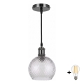 BRILAGI - Lámpara colgante LED con cable RETRO GLASS 1xE27/60W/230V Ø 25 cm negro/gris ahumado