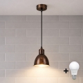 Brilagi - Lámpara colgante LED con cable RIDDY 1xE27/60W/230V cobre/pátina