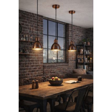 Brilagi - Lámpara colgante LED con cable RIDDY 1xE27/60W/230V cobre/pátina
