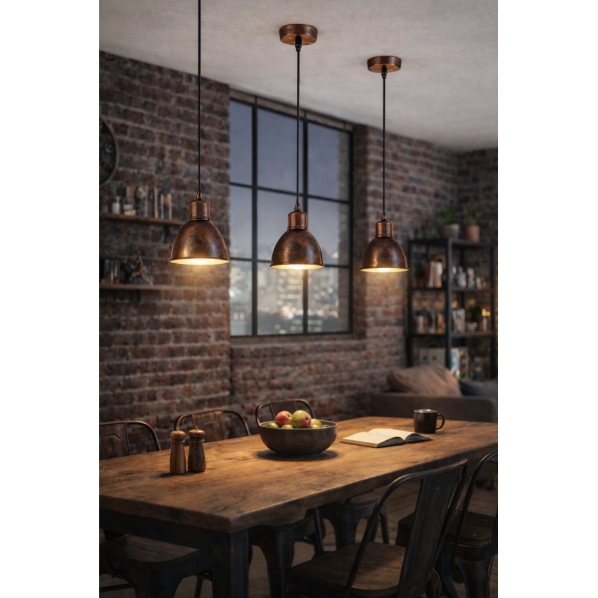 Brilagi - Lámpara colgante LED con cable RIDDY 1xE27/60W/230V cobre/pátina