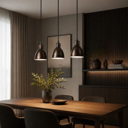 Brilagi - Lámpara colgante LED con cable RIDDY 3xE27/60W/230V cobre/pátina