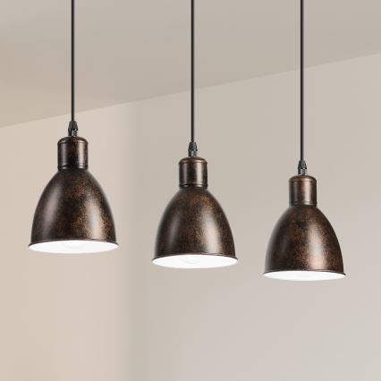 Brilagi - Lámpara colgante LED con cable RIDDY 3xE27/60W/230V cobre/pátina