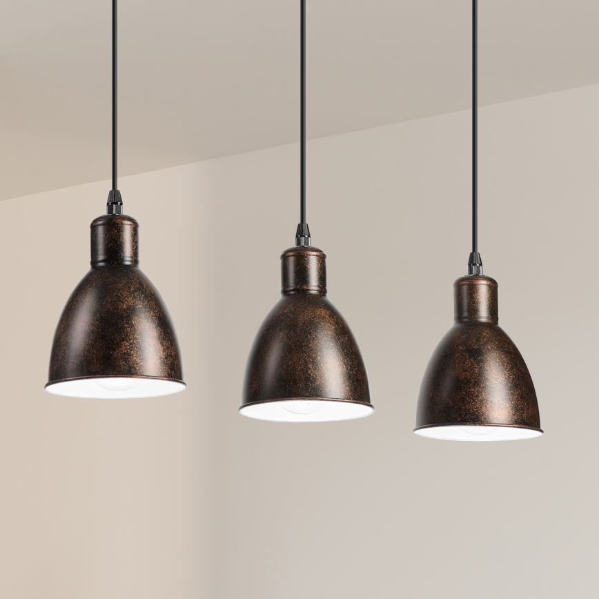 Brilagi - Lámpara colgante LED con cable RIDDY 3xE27/60W/230V cobre/pátina