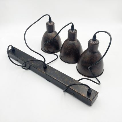 Brilagi - Lámpara colgante LED con cable RIDDY 3xE27/60W/230V cobre/pátina
