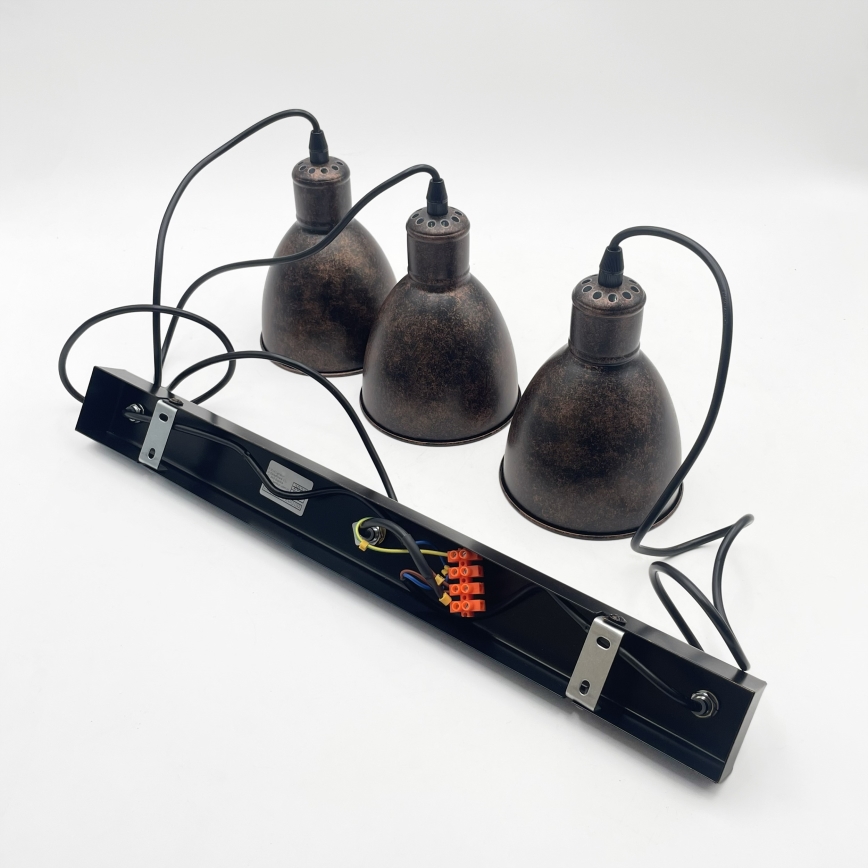 Brilagi - Lámpara colgante LED con cable RIDDY 3xE27/60W/230V cobre/pátina