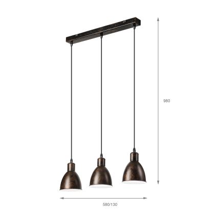 Brilagi - Lámpara colgante LED con cable RIDDY 3xE27/60W/230V cobre/pátina