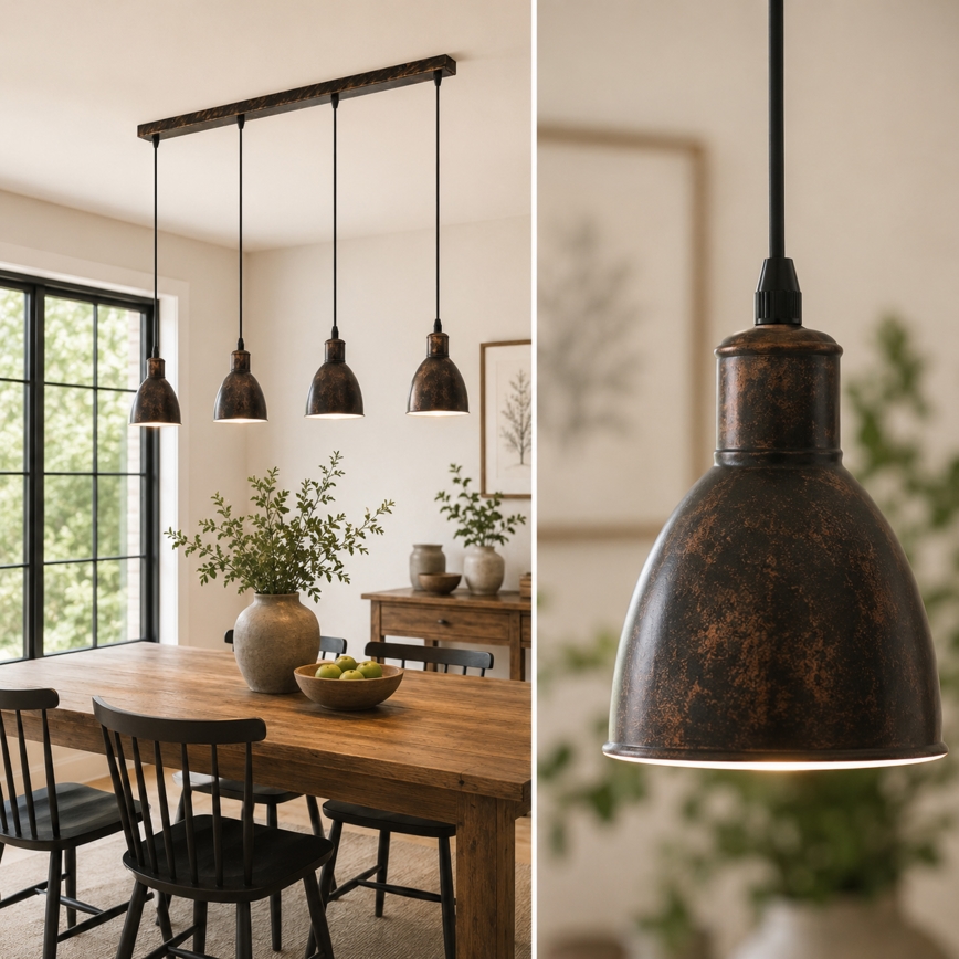 BRILAGI - Lámpara colgante LED con cable RIDDY 4xE27/60W/230V cobre/pátina
