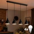 Brilagi - Lámpara colgante LED con cable RIDDY 4xE27/60W/230V negra