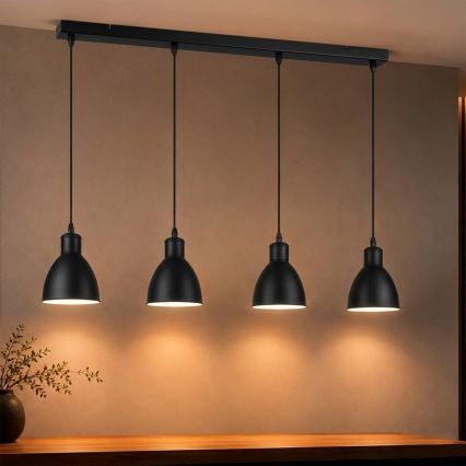 Brilagi - Lámpara colgante LED con cable RIDDY 4xE27/60W/230V negra