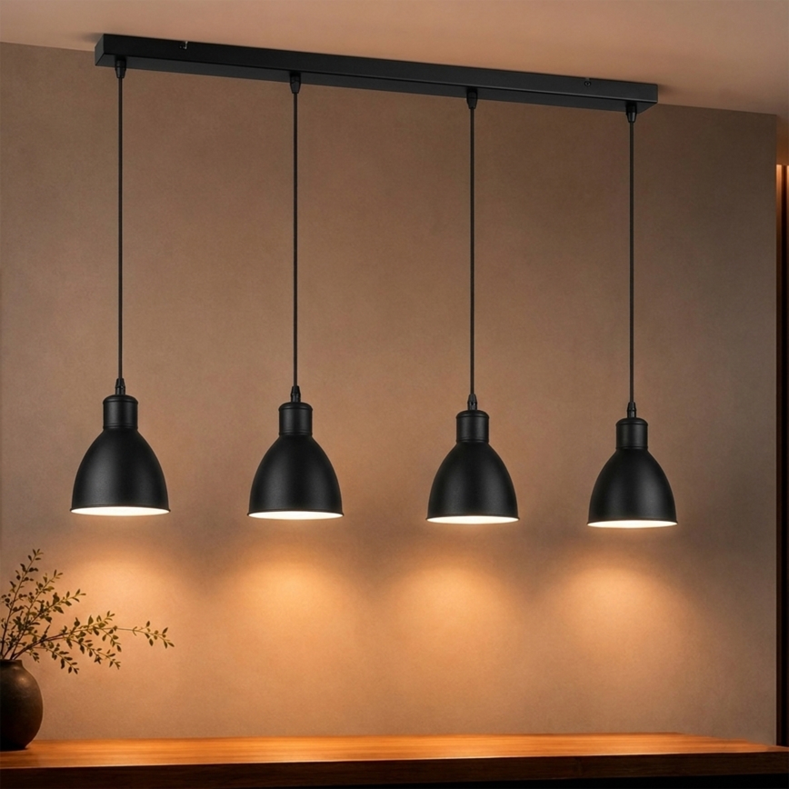 Brilagi - Lámpara colgante LED con cable RIDDY 4xE27/60W/230V negra