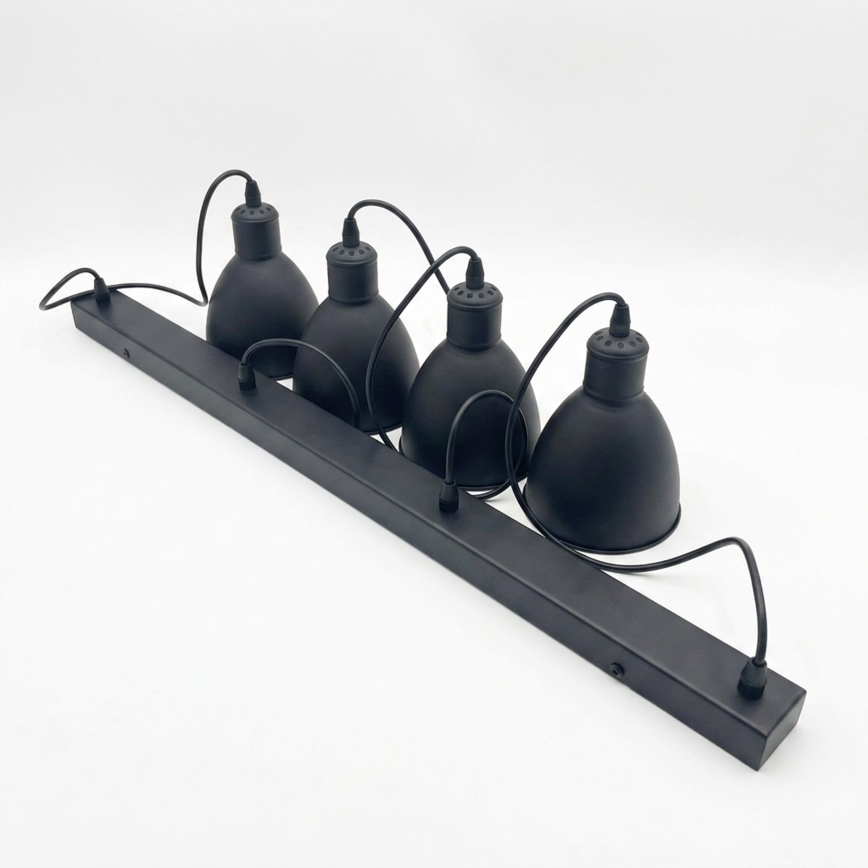 Brilagi - Lámpara colgante LED con cable RIDDY 4xE27/60W/230V negra