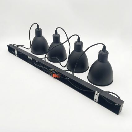 Brilagi - Lámpara colgante LED con cable RIDDY 4xE27/60W/230V negra