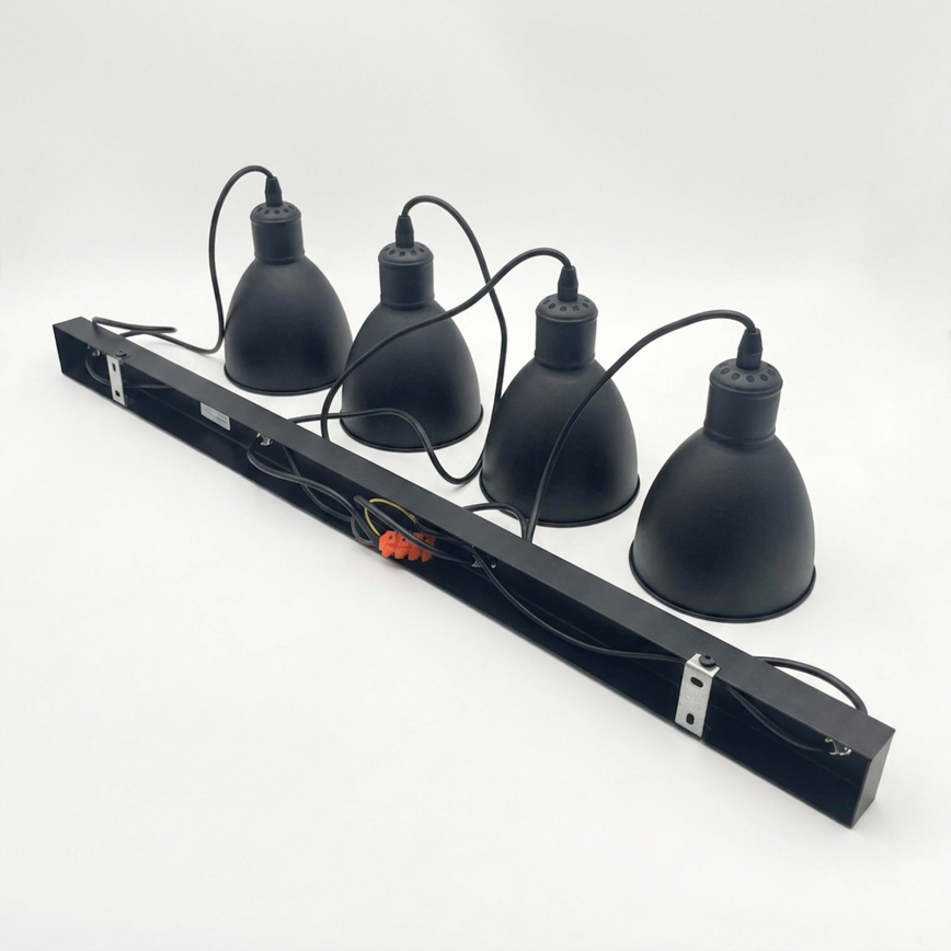 Brilagi - Lámpara colgante LED con cable RIDDY 4xE27/60W/230V negra