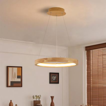 Brilagi - Lámpara colgante LED con cable UMEA WOOD LED/30W/230V, diámetro 40 cm, madera