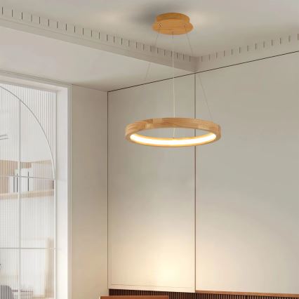Brilagi - Lámpara colgante LED con cable UMEA WOOD LED/30W/230V, diámetro 40 cm, madera