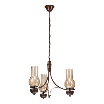 Brilagi - Lámpara colgante LED con cadena COTTAGE 3xE14/40W/230V haya/marrón/beige ahumado