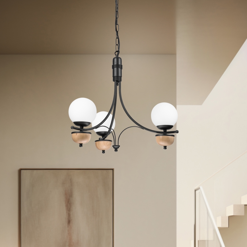 BRILAGI - Lámpara colgante LED con cadena COTTAGE 3xG9/40W/230V roble/blanco