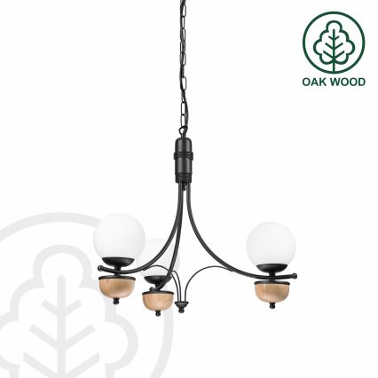 BRILAGI - Lámpara colgante LED con cadena COTTAGE 3xG9/40W/230V roble/blanco