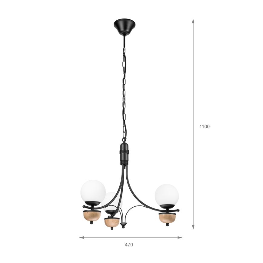 BRILAGI - Lámpara colgante LED con cadena COTTAGE 3xG9/40W/230V roble/blanco