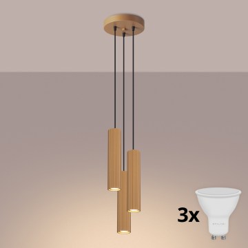 Brilagi - Lámpara colgante LED CRESTO, 3x GU10 / 10W / 230V, acabado dorado