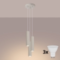 Brilagi - Lámpara colgante LED CRESTO con cable 3xGU10/10W/230V, color crema