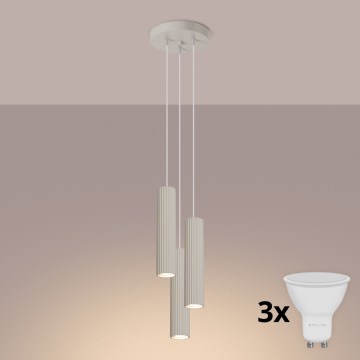Brilagi - Lámpara colgante LED CRESTO con cable 3xGU10/10W/230V, color crema