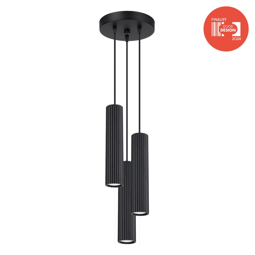 Brilagi - Lámpara colgante LED CRESTO con cable 3xGU10/10W/230V negra