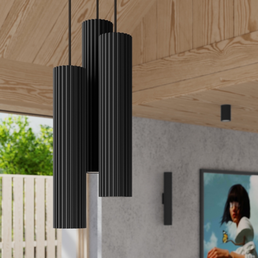 Brilagi - Lámpara colgante LED CRESTO con cable 3xGU10/10W/230V negra