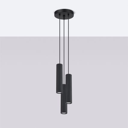 Brilagi - Lámpara colgante LED CRESTO con cable 3xGU10/10W/230V negra