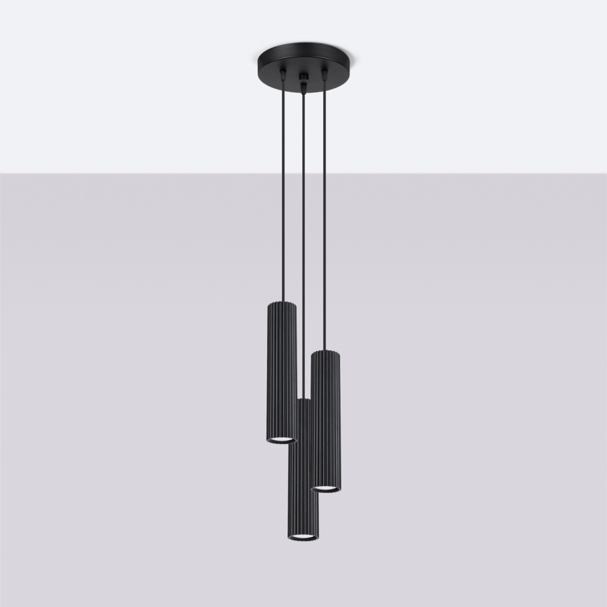 Brilagi - Lámpara colgante LED CRESTO con cable 3xGU10/10W/230V negra