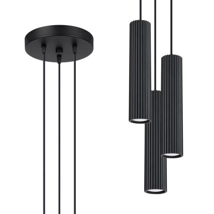 Brilagi - Lámpara colgante LED CRESTO con cable 3xGU10/10W/230V negra
