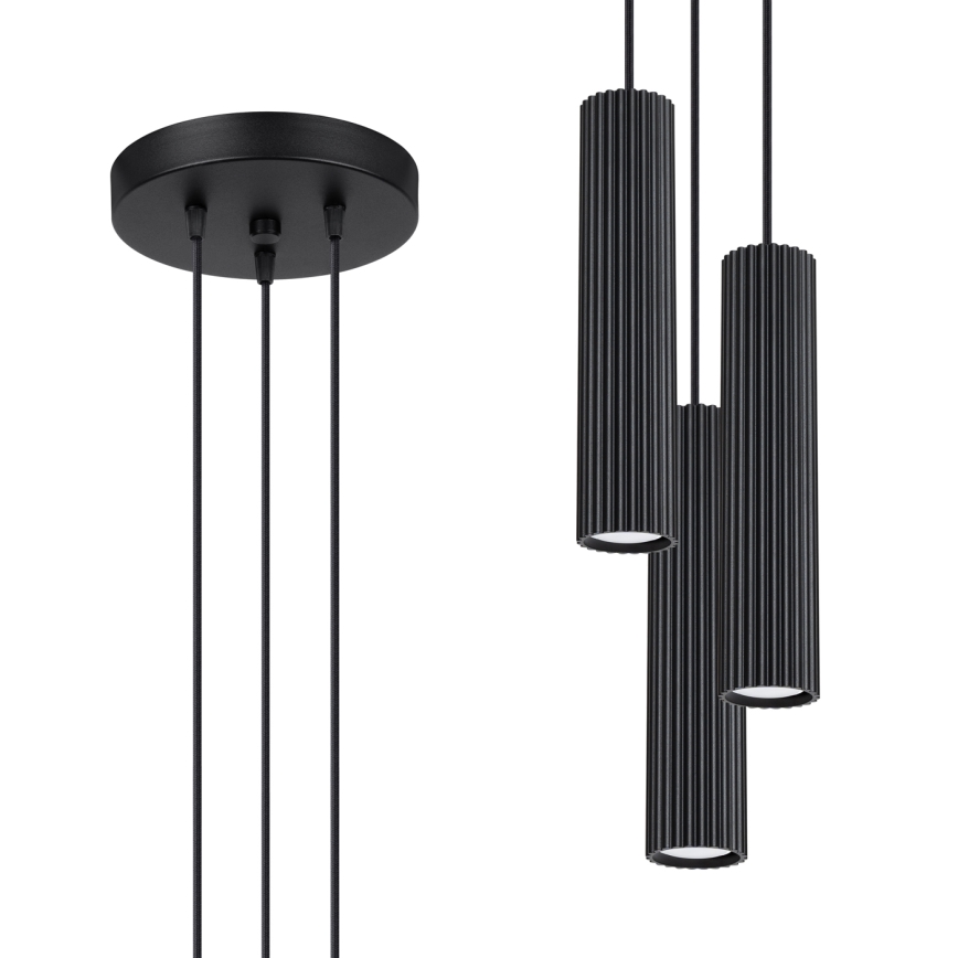 Brilagi - Lámpara colgante LED CRESTO con cable 3xGU10/10W/230V negra