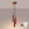 Brilagi - Lámpara colgante LED CRESTO con suspensión por cable 3xGU10/10W/230V roja