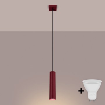 Brilagi - Lámpara colgante LED CRESTO sobre cable 1xGU10/10W/230V burdeos