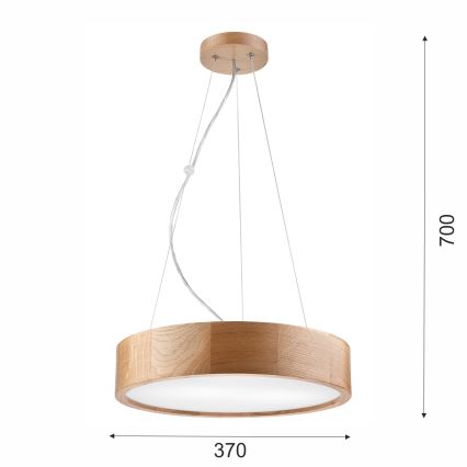 Brilagi - Lámpara colgante LED en cable CARVALHO 2xE27/15W/230V roble, diámetro 37 cm
