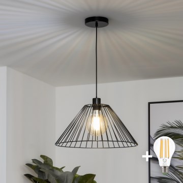 Brilagi - Lámpara colgante LED en cable CERIA WIRE 1xE27/40W/230V Ø 45 cm negra