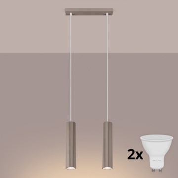 Brilagi - Lámpara colgante LED en cable CRESTO 2xGU10/10W/230V topo