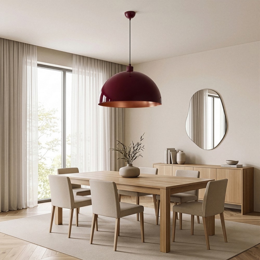 BRILAGI - Lámpara colgante LED en cable METALO 1xE27/40W/230V Ø 60 cm burdeos/cobre