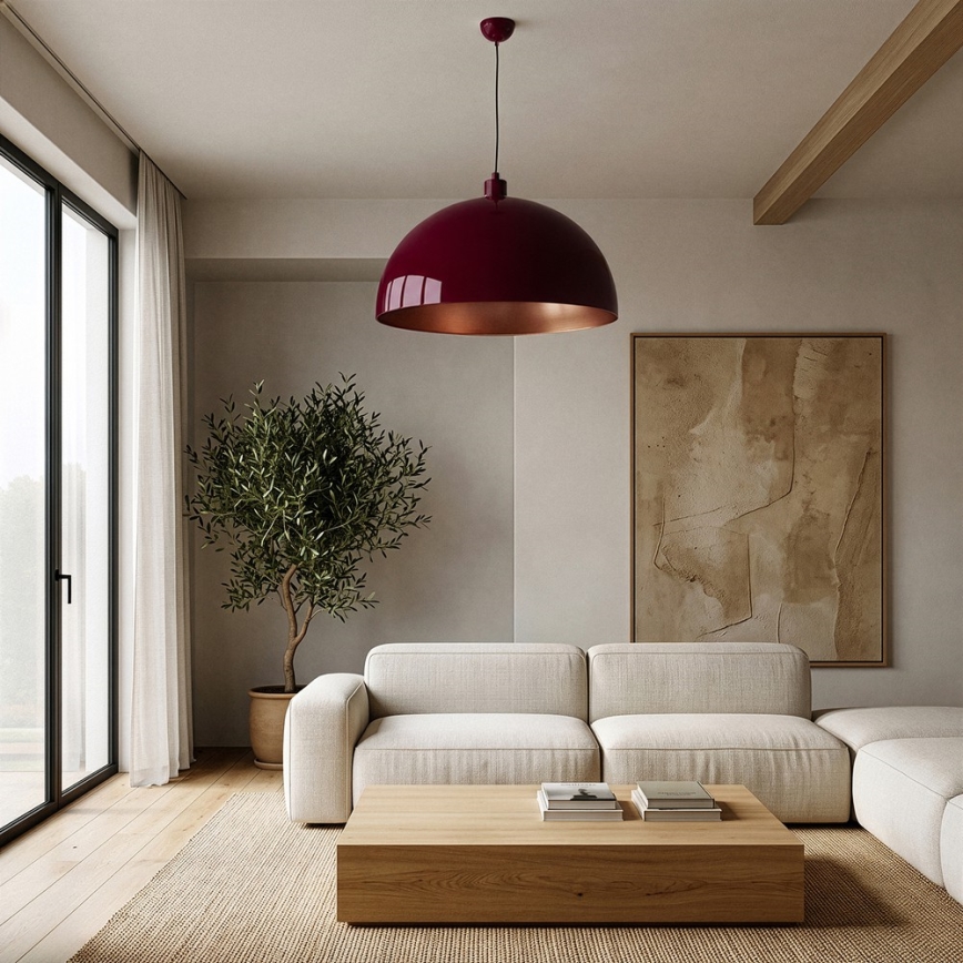 BRILAGI - Lámpara colgante LED en cable METALO 1xE27/40W/230V Ø 60 cm burdeos/cobre