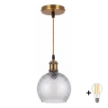 BRILAGI - Lámpara colgante LED en cable RETRO GLASS 1xE27/60W/230V Ø 25 cm oro/gris ahumado