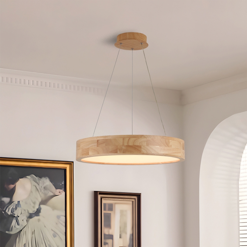 Brilagi - Lámpara colgante LED suspendida por cable FALCON WOOD LED/30W/230V 3000/4000/6000K, Ø 45 cm, madera
