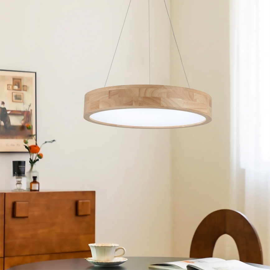 Brilagi - Lámpara colgante LED suspendida por cable FALCON WOOD LED/30W/230V 3000/4000/6000K, Ø 45 cm, madera